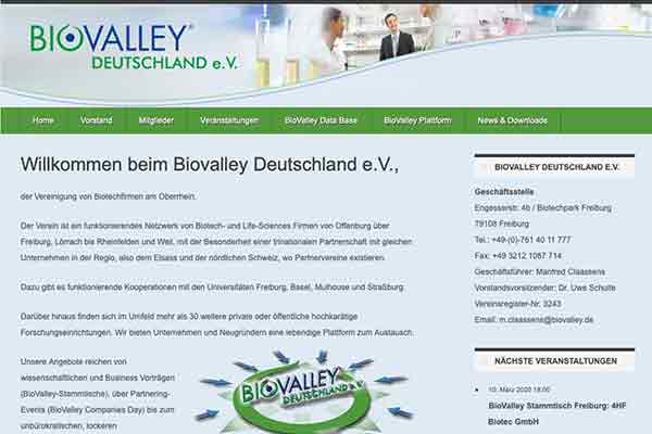 Webdesign - BioValley Deutschland